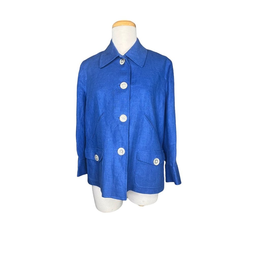 Lauren Ralph Lauren Vintage Linen Button Down Jacket 3/4 Bell Sleeves NWOT - Picture 2 of 11
